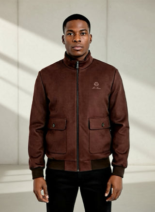 Modern Suede Zip Jacket – Luxury Urban Fit (Rustic Brown)