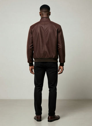 Modern Suede Zip Jacket – Luxury Urban Fit (Rustic Brown)