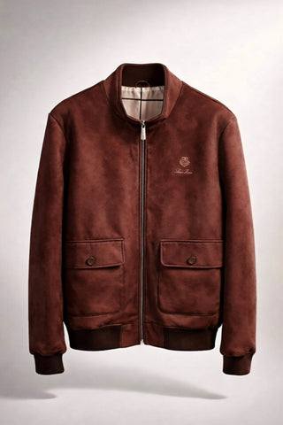 Modern Suede Zip Jacket – Luxury Urban Fit (Rustic Brown)